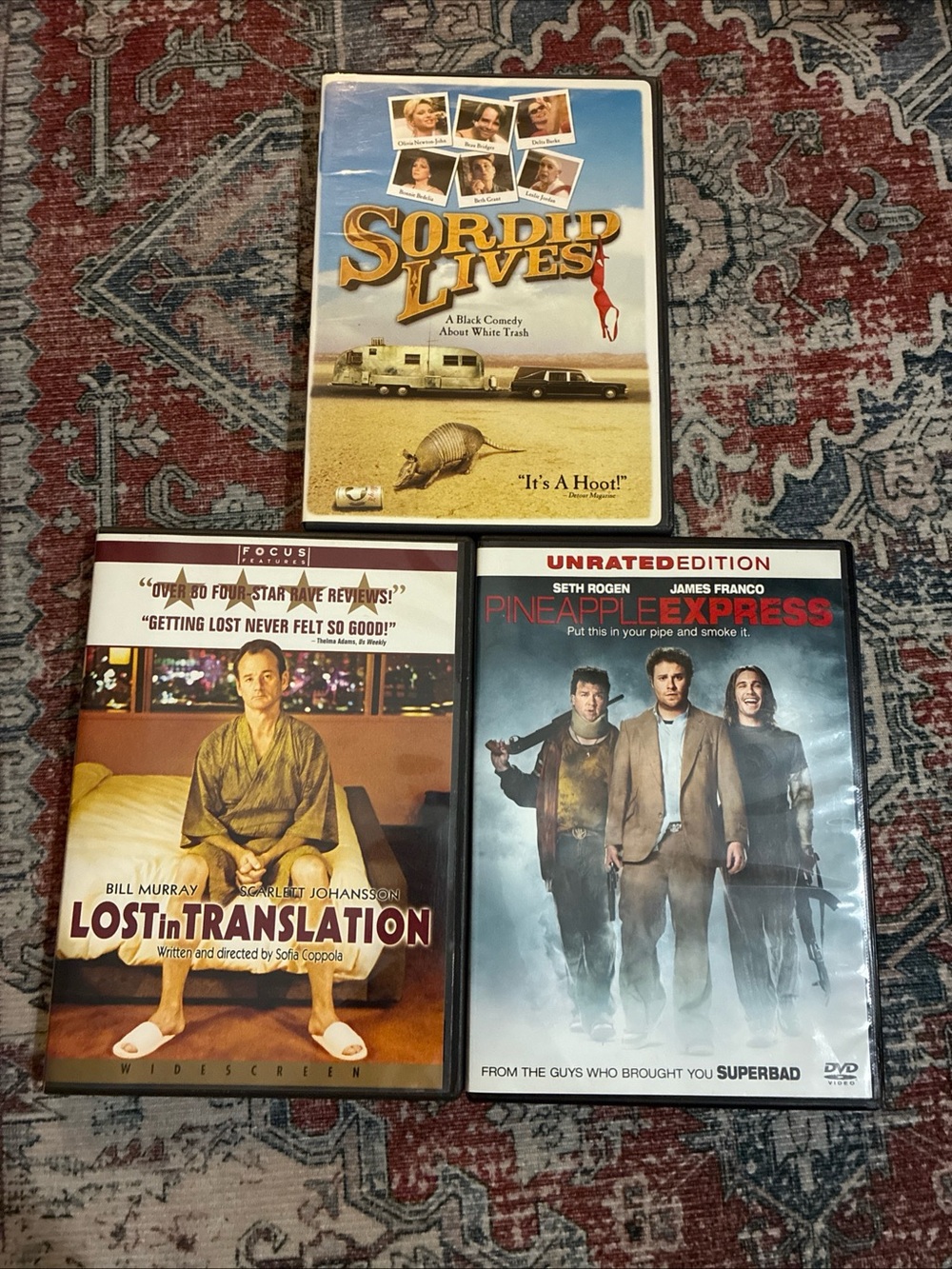 Lost In Translation , Pineapple Express ,& Sordid Lives DVD Lot Bundle
